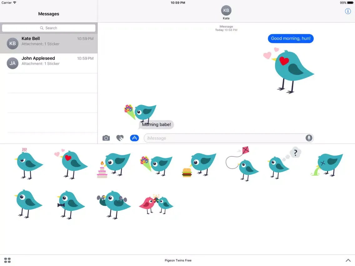 Capturas de tela do Pijjy The Pigeon Stickers iPad 