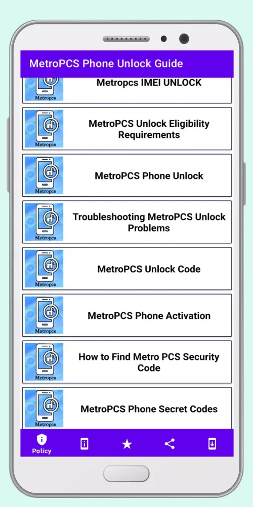 MetroPCS Phone Unlock Guide Screenshots