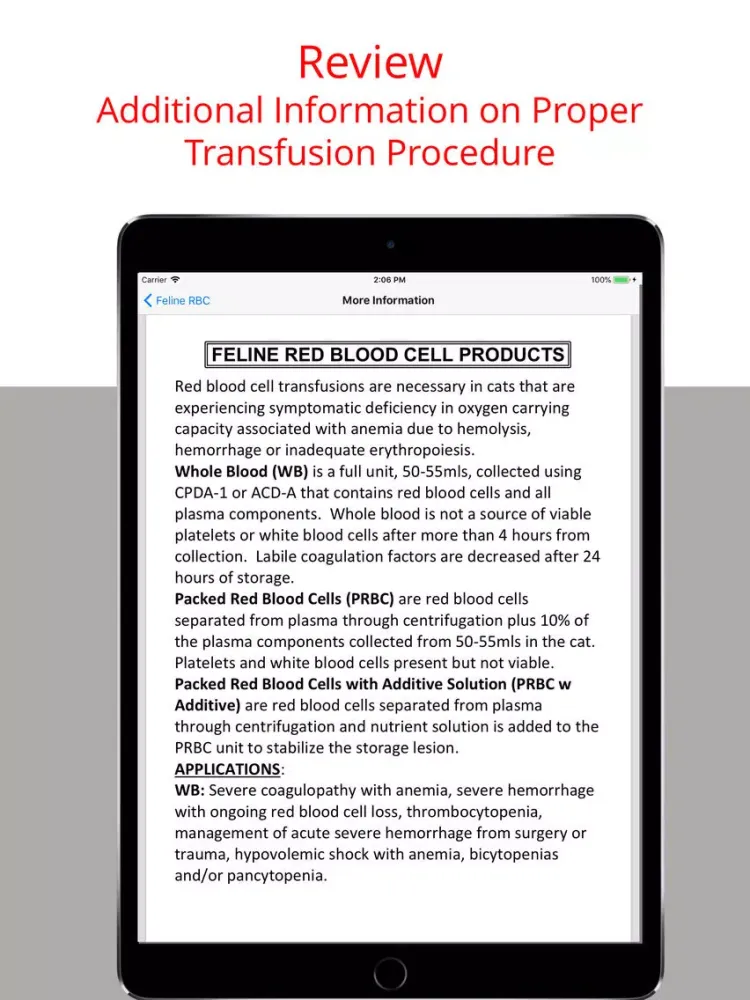 Zrzuty ekranu Veterinary Transfusion Guide iPad 