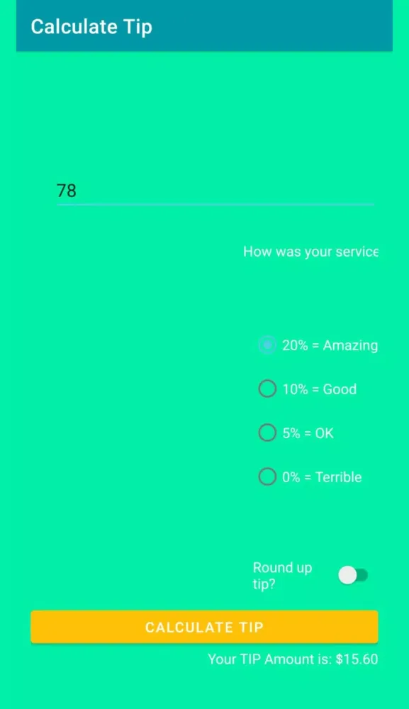 Tangkapan layar Tip Calculator - Tool