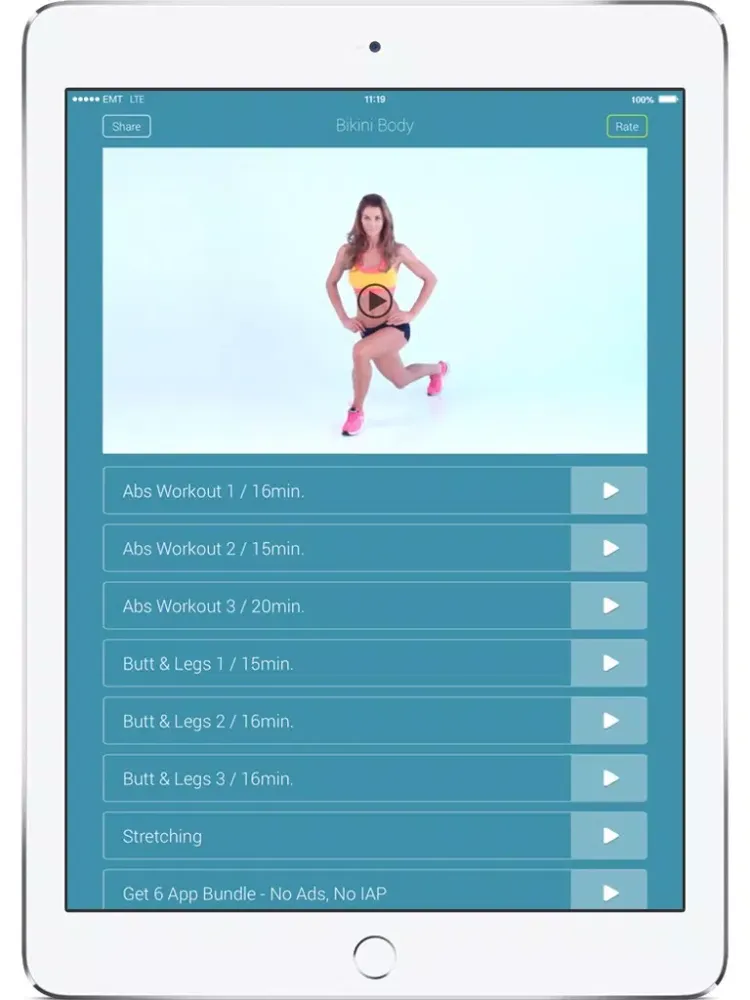 Capturas de pantalla de Bikini Body – Bodyweight Exercises for Abdominal, Butt and Leg Muscles iPad 