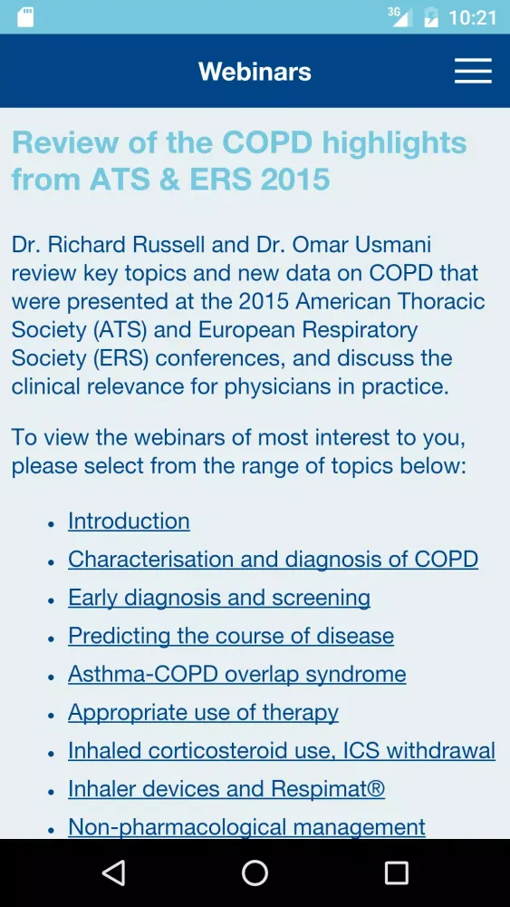 COPD Congress Screenshots