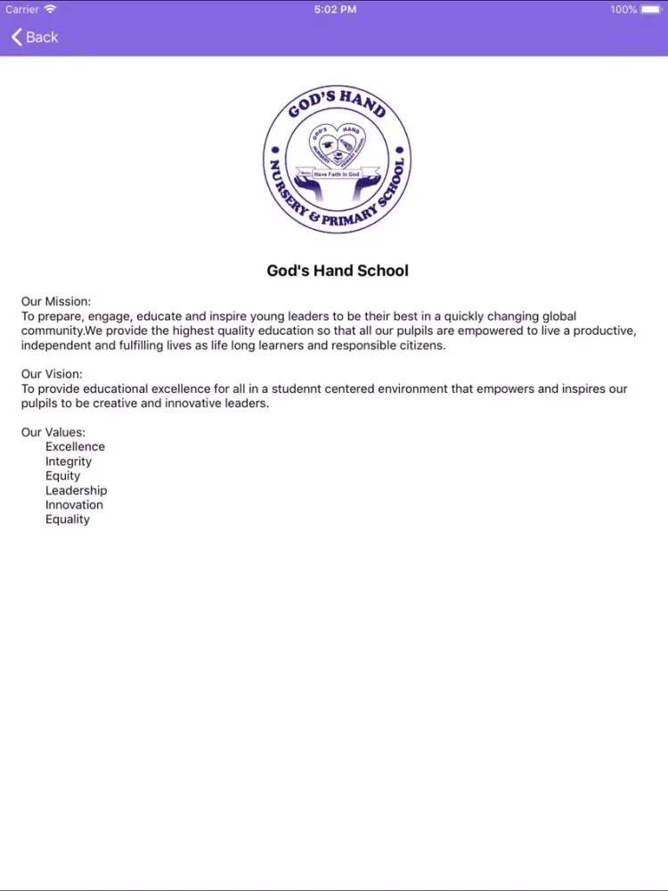 God's Hand School iPad  स्क्रीनशॉट