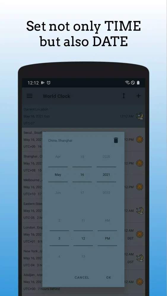Tangkapan skrin World Clock