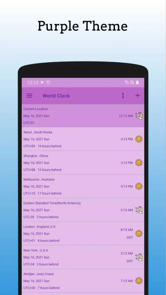 Tangkapan skrin World Clock
