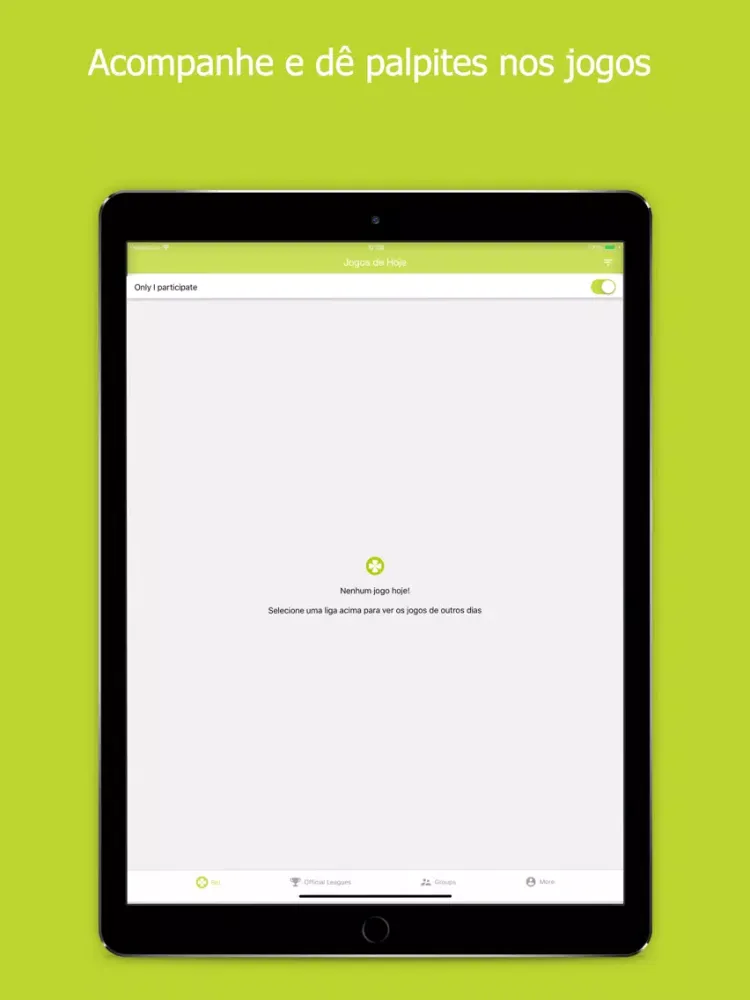 Tangkapan skrin Bolão na Web iPad 