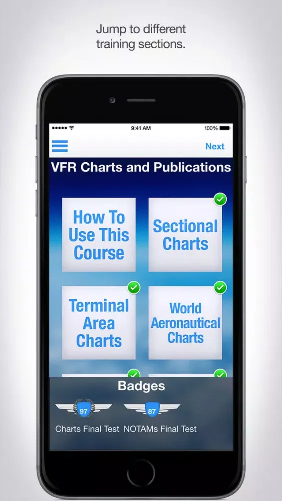 Tangkapan skrin VFR Charts and Publications
