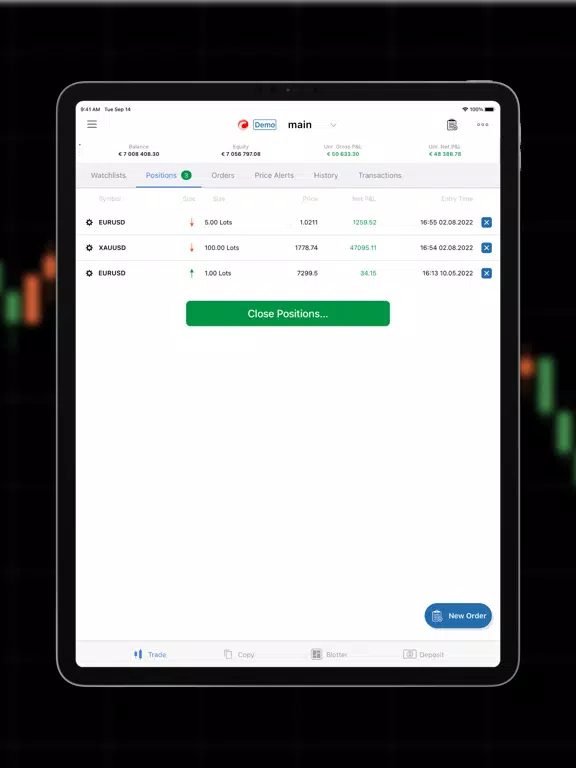 Bold Prime cTrader iPad  स्क्रीनशॉट