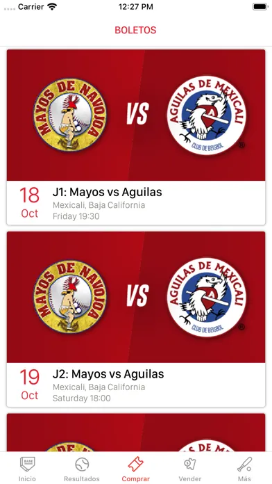 ภาพหน้าจอของ Águilas de Mexicali Oficial