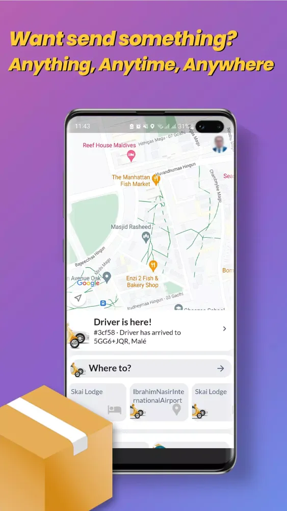 Tangkapan skrin Gaadiya App — Ride & Delivery