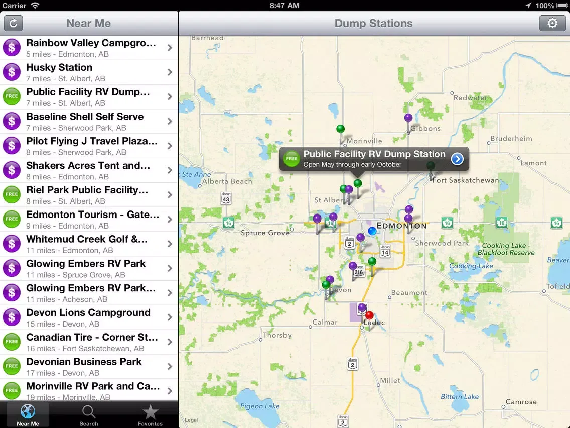 Sanidumps RV Dump Station Locator iPad  স্ক্রিনশট