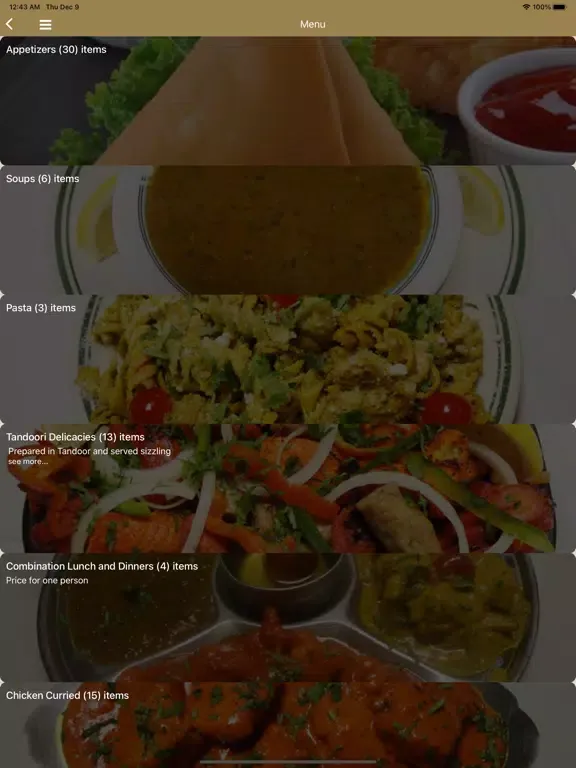Bombay Cuisine & Banquet Hall iPad  Screenshots