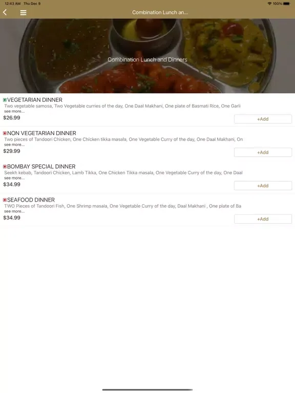 Bombay Cuisine & Banquet Hall iPad  Screenshots