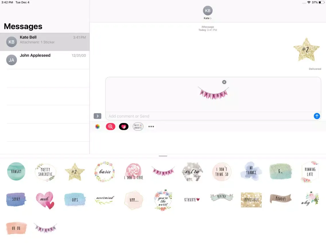 Pretty Sarcastic Text Stickers iPad 应用截图