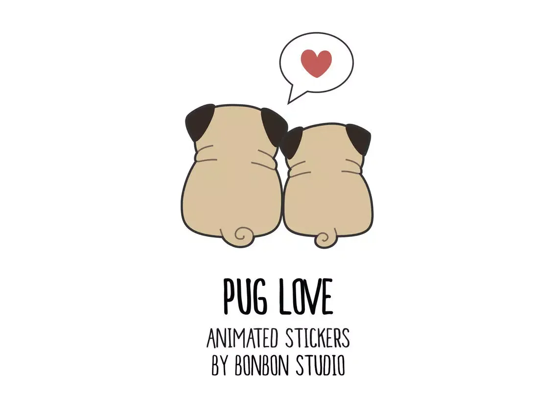 تصاویر Pug Love Animated Dog Stickers iPad 