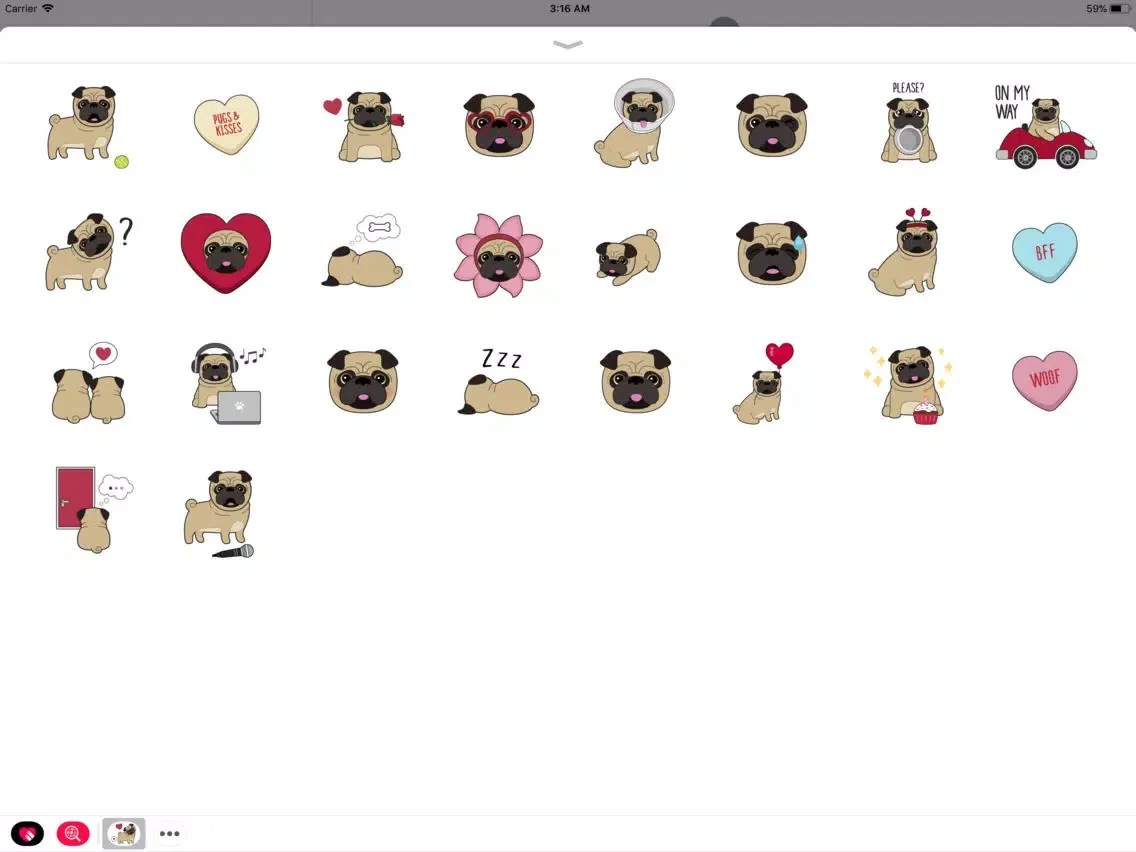 تصاویر Pug Love Animated Dog Stickers iPad 