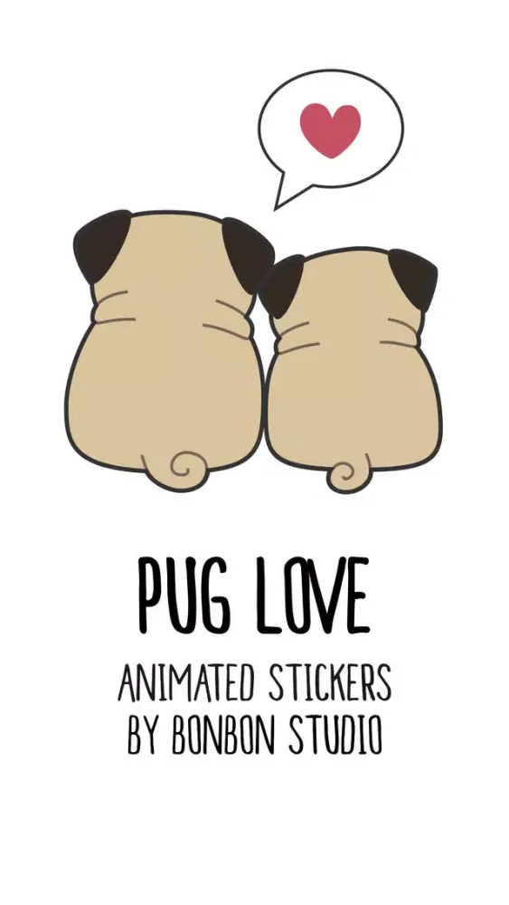 تصاویر Pug Love Animated Dog Stickers