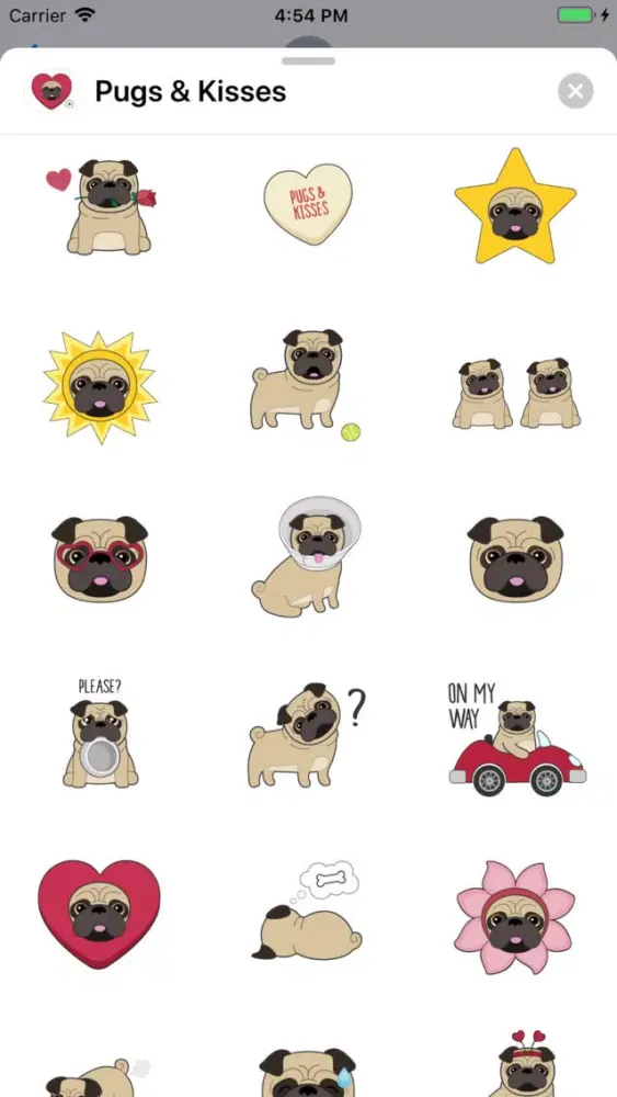 تصاویر Pug Love Animated Dog Stickers