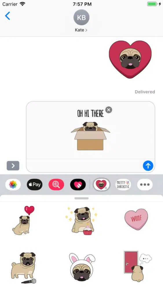 تصاویر Pug Love Animated Dog Stickers