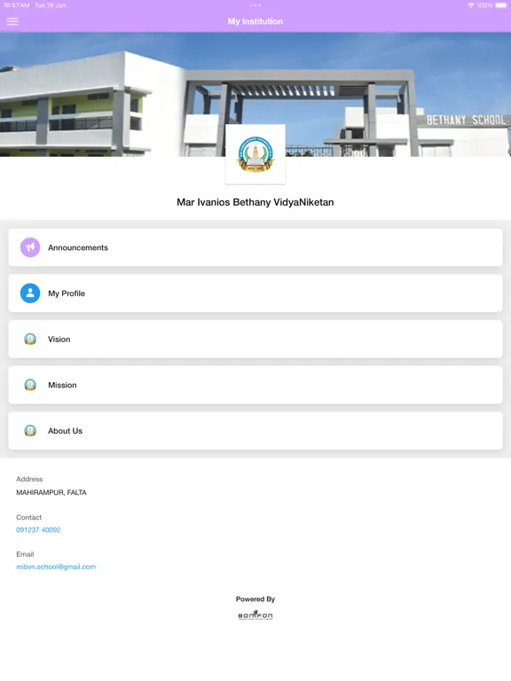 Tangkapan layar MIB VIDYANIKETAN iPad 