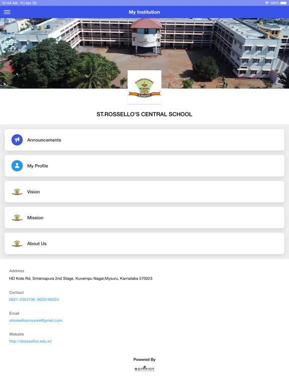 St.Rossello's school Mysuru iPad  Screenshots