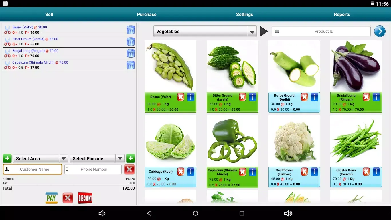 Zrzuty ekranu Fruit & Veg Cloud POS