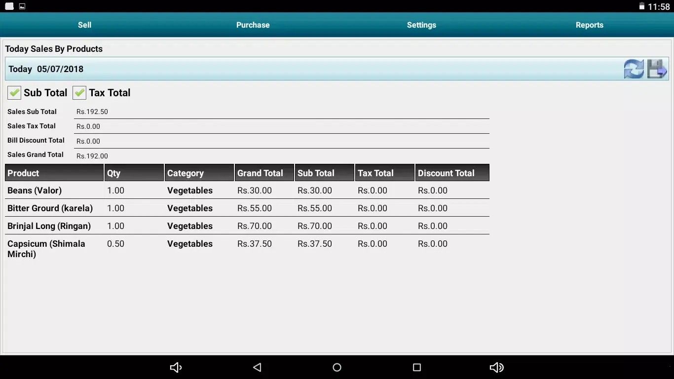 Zrzuty ekranu Fruit & Veg Cloud POS