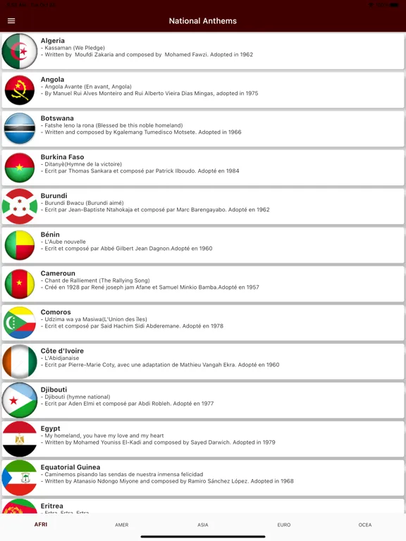 Capturas de pantalla de National anthems countries iPad 