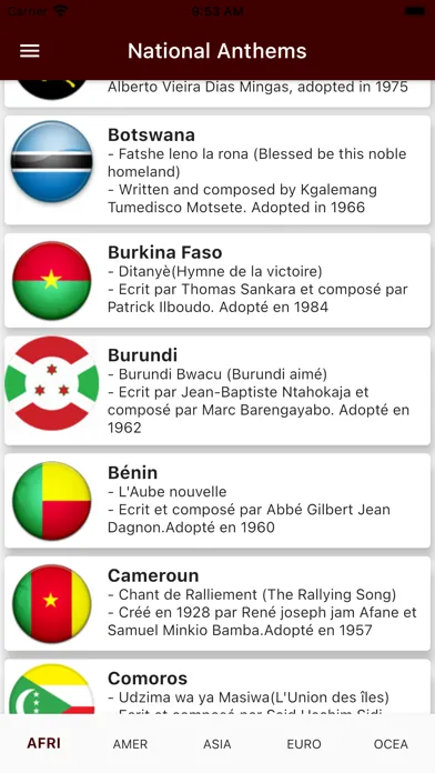 Capturas de pantalla de National anthems countries