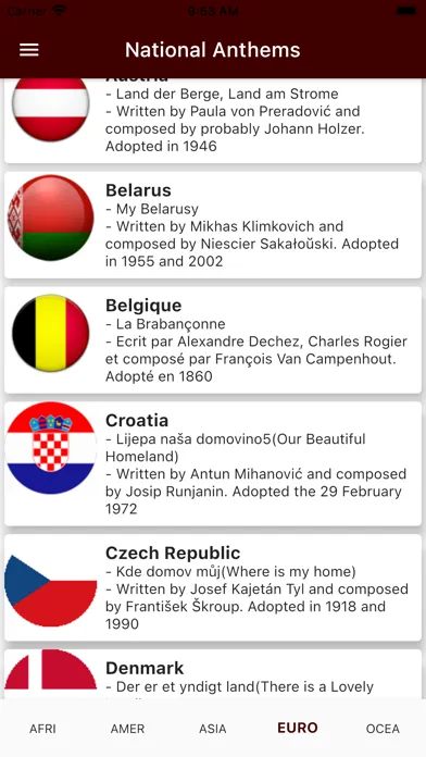 Capturas de pantalla de National anthems countries