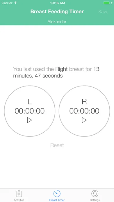 BoobieTime Breast Feeding App スクリーンショット