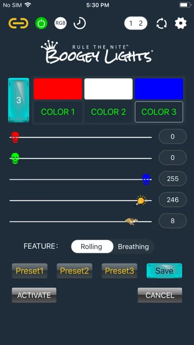 Capturas de tela do Boogey Lights® GEN2 APP