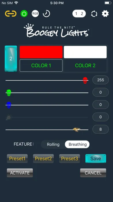 Capturas de tela do Boogey Lights® GEN2 APP