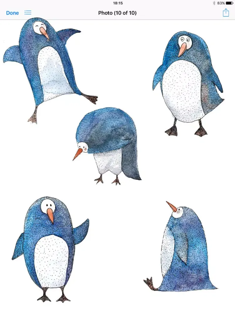 Cute Penguin! Watercolor Stickers iPad  Screenshots