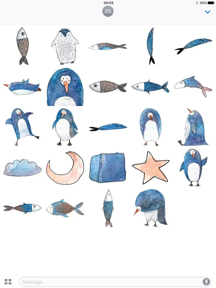 Cute Penguin! Watercolor Stickers iPad  Screenshots