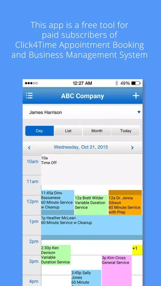 Booking App Click4Time Screenshots