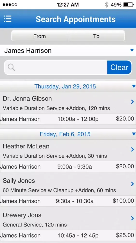 Booking App Click4Time Screenshots