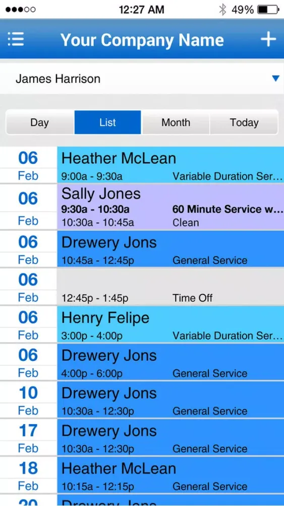 Booking App Click4Time Screenshots