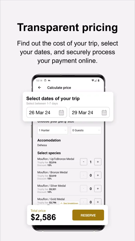 Ảnh chụp màn hình của BookYourHunt