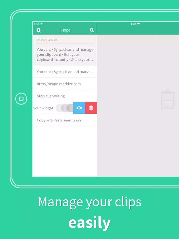 Скриншоты Heapo Clipboard Management Widget - copy and paste clips easier iPad 