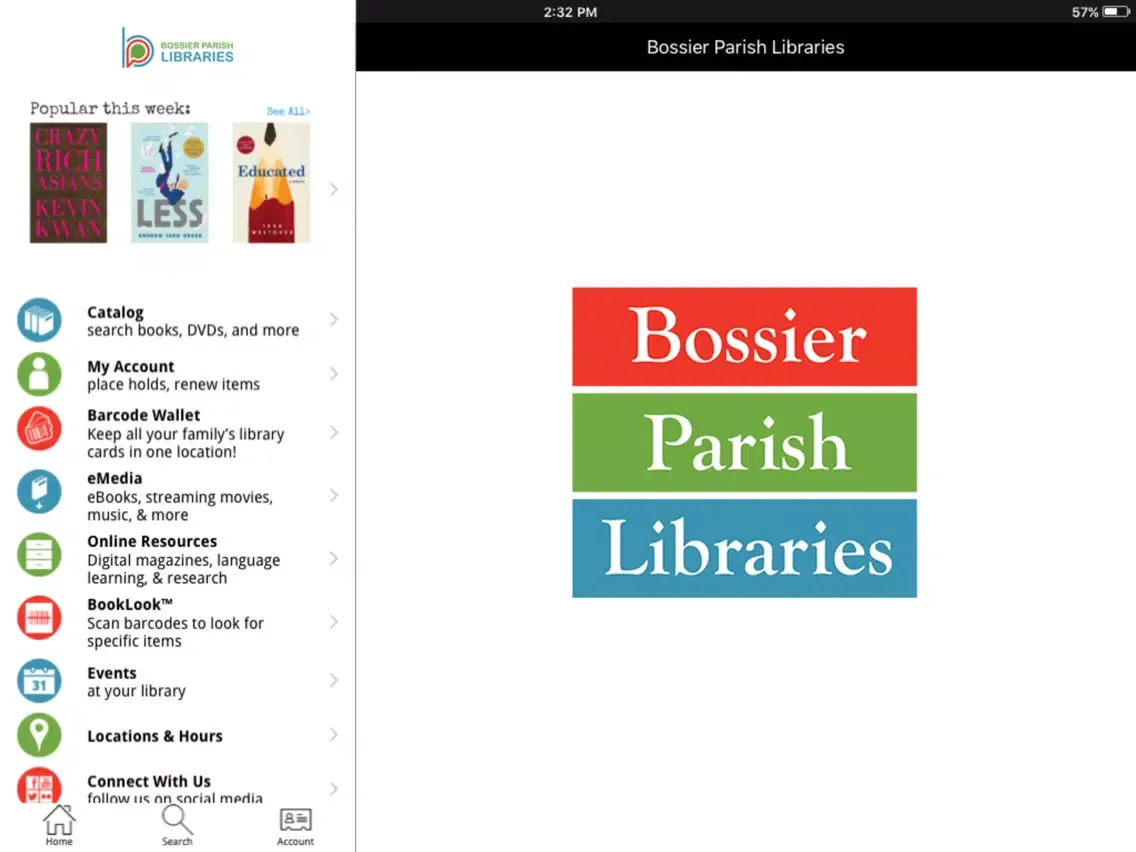 Ảnh chụp màn hình của Bossier Libraries iPad 