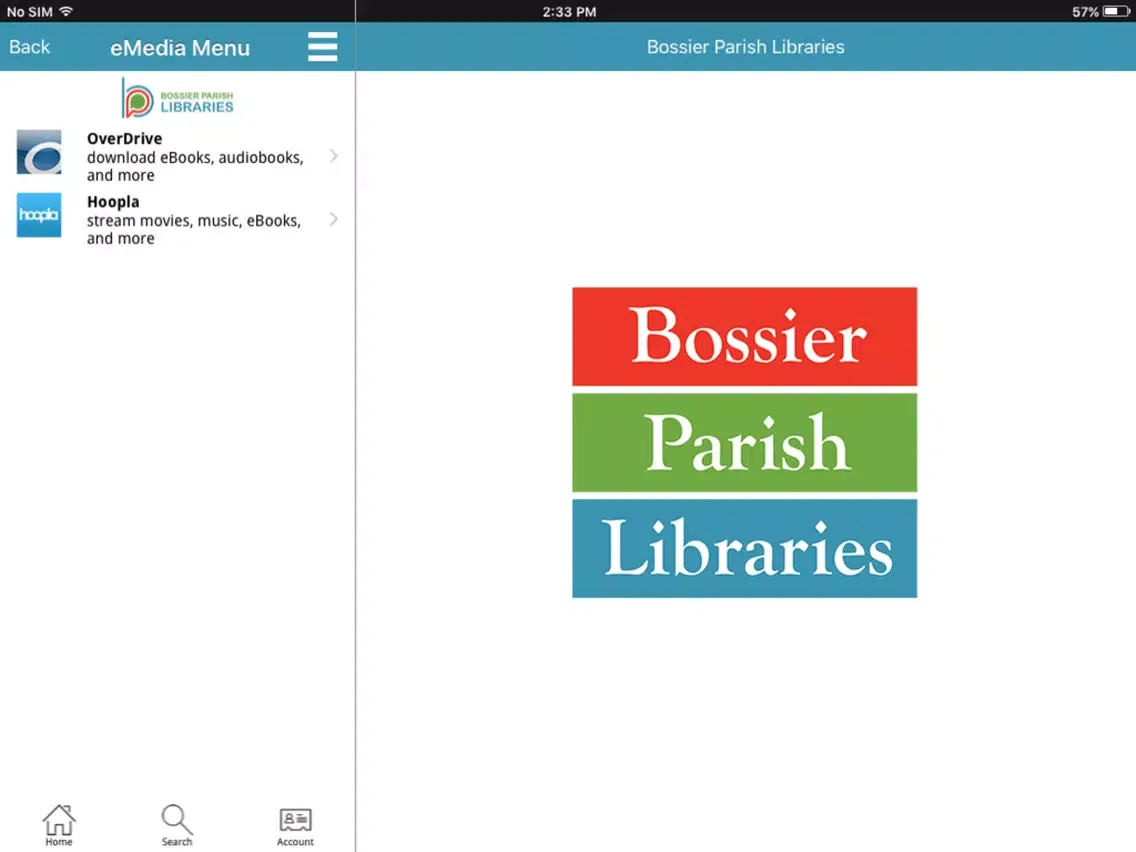 Ảnh chụp màn hình của Bossier Libraries iPad 