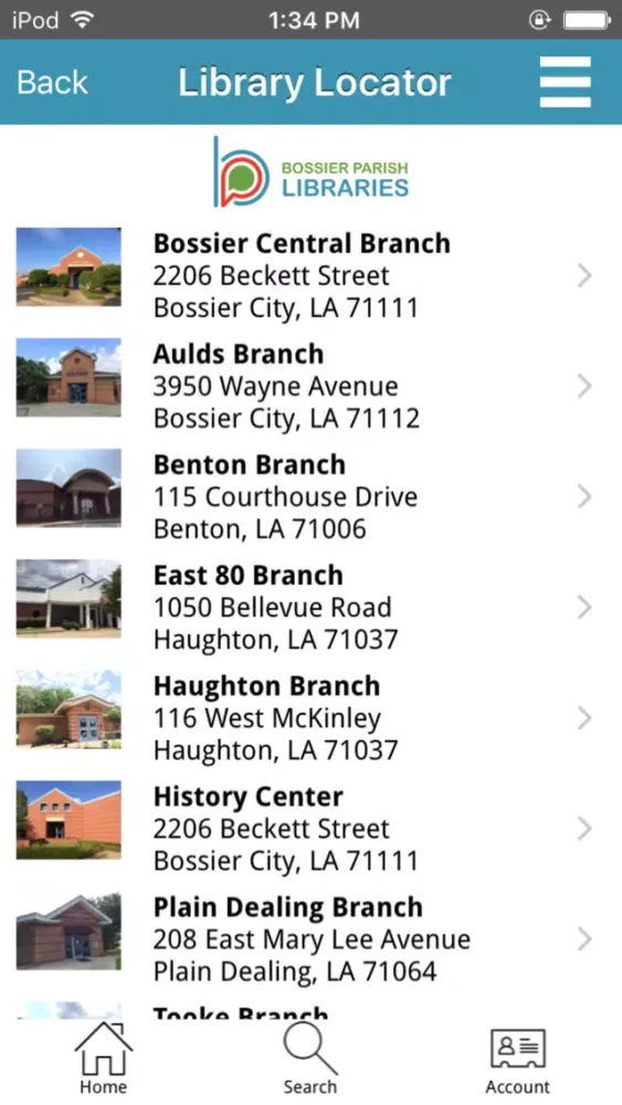 Ảnh chụp màn hình của Bossier Libraries