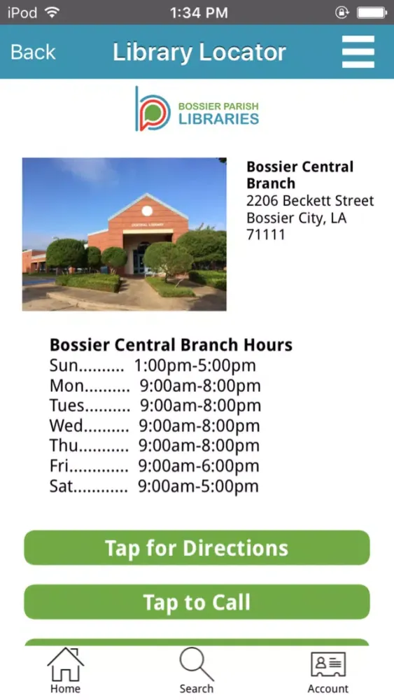 Ảnh chụp màn hình của Bossier Libraries