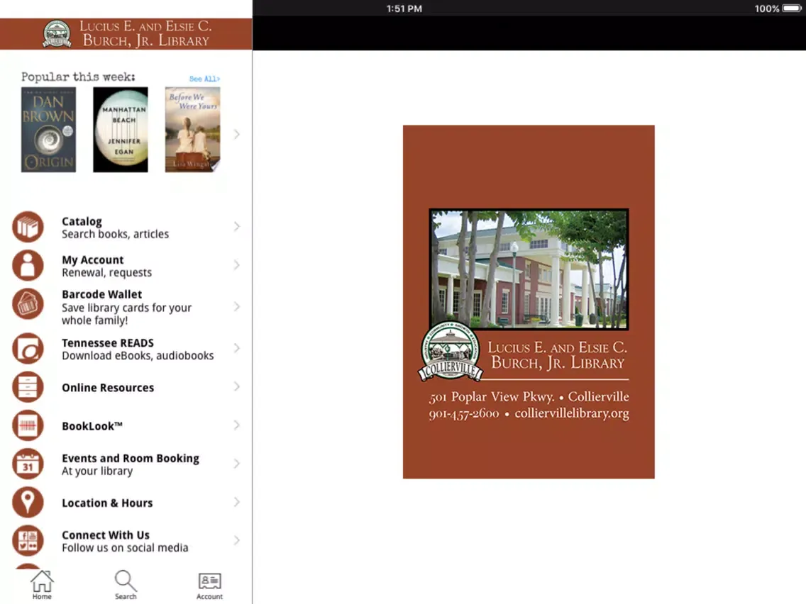 Скриншоты Collierville Library iPad 