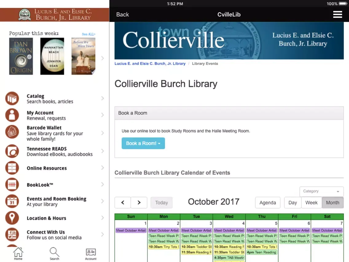 Скриншоты Collierville Library iPad 