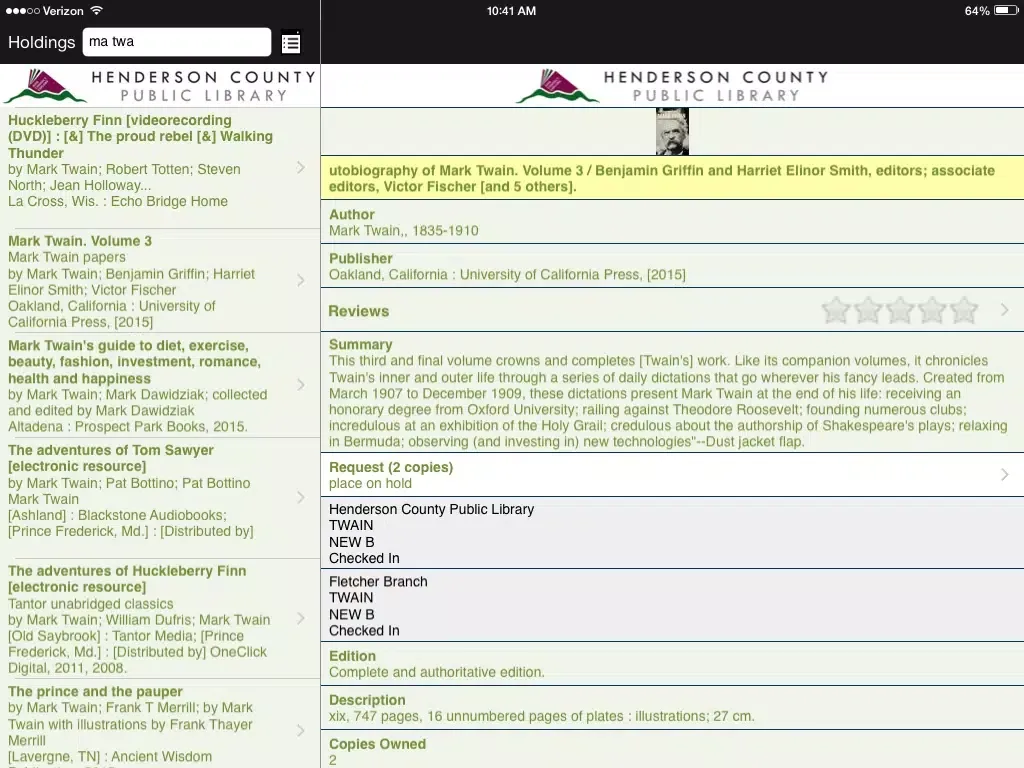 Captures d'écran de Henderson County Public Library iPad 