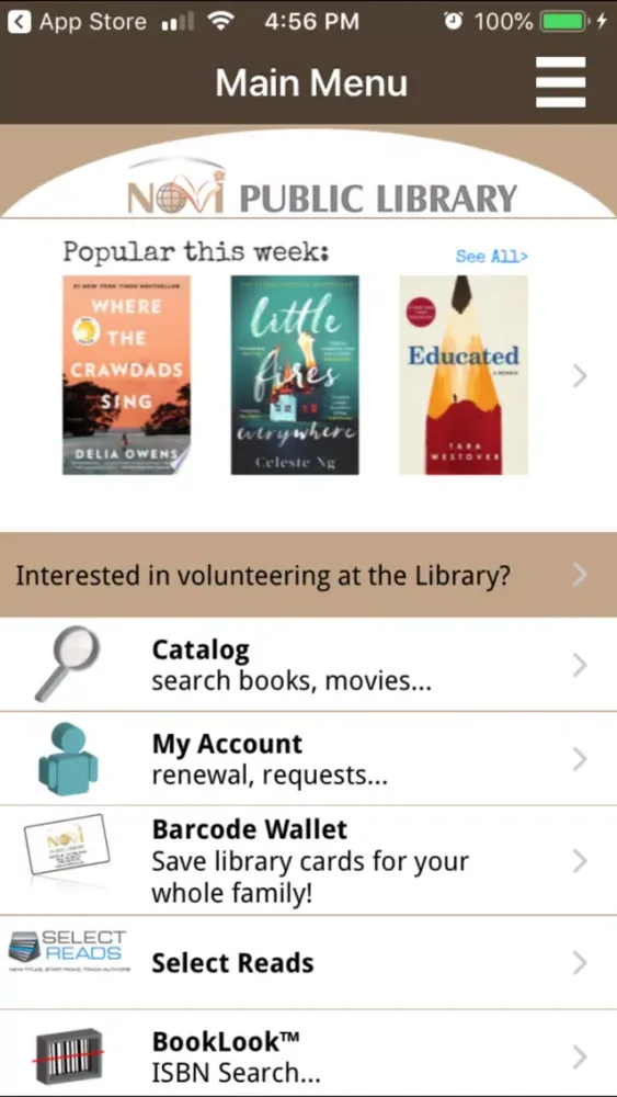 Capturas de tela do Novi Public Library Mobile