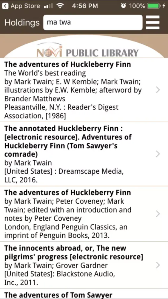 Capturas de tela do Novi Public Library Mobile