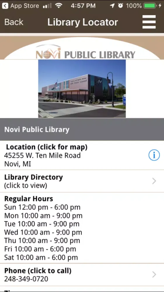 Capturas de tela do Novi Public Library Mobile